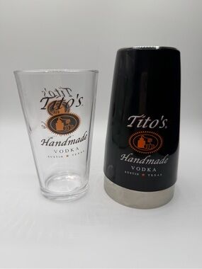 Tito’s Branded Cocktail Shaker and Pint Glass Set - Black & Clear